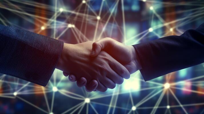 business-networking-concept-with-focus-on-customer-support-a-handshake-that-symbolizes-cooperation-and-partnership-between-enterprises-photo